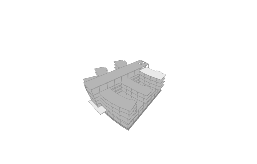 Vista isométrica del modelo estructural hospitalario Demo 02