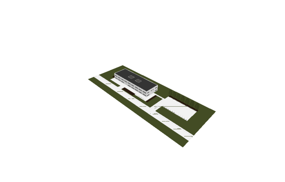 Vista isométrica del modelo arquitectónico institucional Demo 04