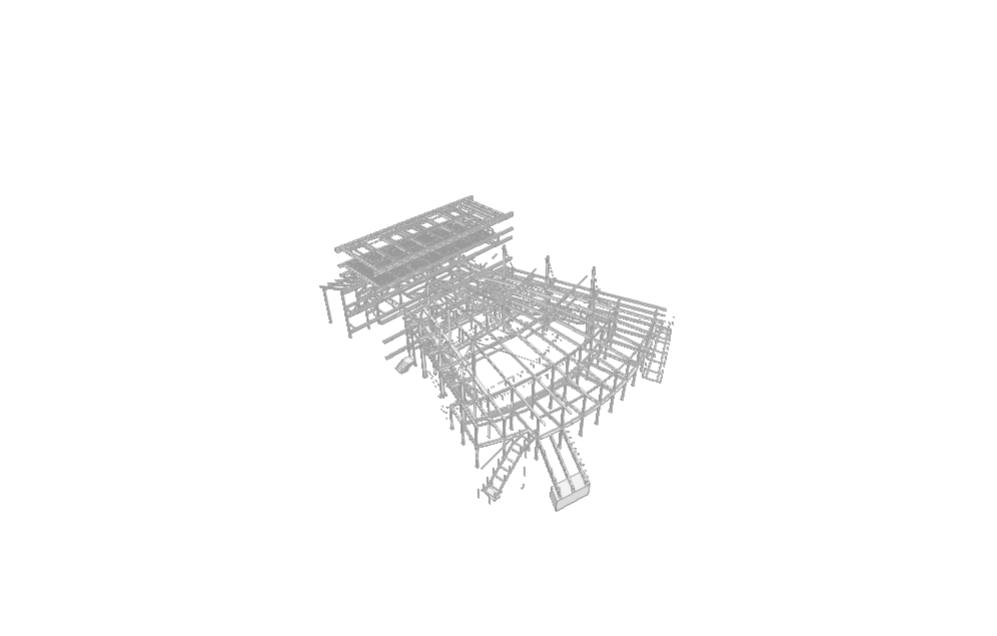 Vista isométrica del modelo estructural de teatro Demo 08