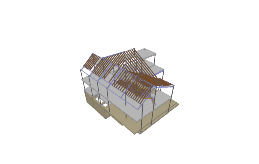 Vista isométrica del modelo estructural de edificio Demo 10